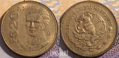 Мексика 20 песо 1989 года, KM# 508, 193-014