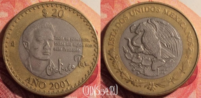 Мексика 20 песо 2001 года, KM# 638, 202i-074