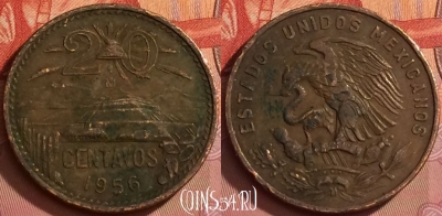 Мексика 20 сентаво 1956 года, KM# 440, 281l-072