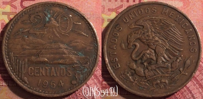 Мексика 20 сентаво 1964 года, KM# 440, 291i-068