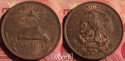 Мексика 20 сентаво 1965 года, KM# 440, 164j-097