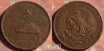 Мексика 20 сентаво 1969 года, KM# 440, 072i-127