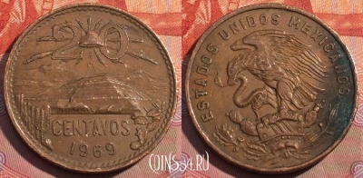 Мексика 20 сентаво 1969 года, KM# 440, 266a-089