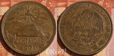 Мексика 20 сентаво 1971 года, KM# 441, 465q-051 ♛