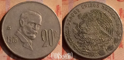 Мексика 20 сентаво 1975 года, KM# 442, 413-100