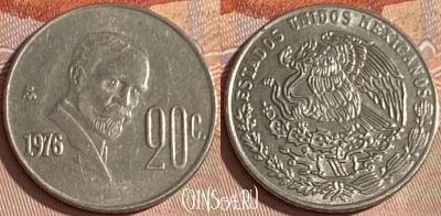 Мексика 20 сентаво 1976 года, KM# 442, 386p-055