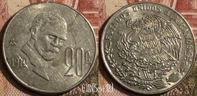 Мексика 20 сентаво 1979 года, KM# 442, 218s-010