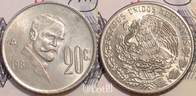 Мексика 20 сентаво 1982 года, KM 442, 119-088