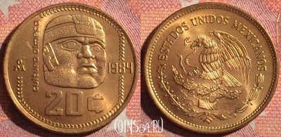 Мексика 20 сентаво 1984 года, KM# 491, UNC, 061i-067