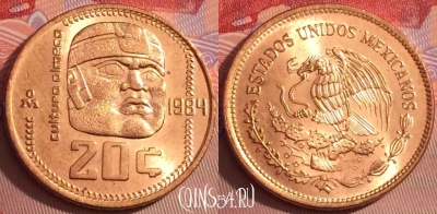Мексика 20 сентаво 1984 года, KM# 491, 087j-136