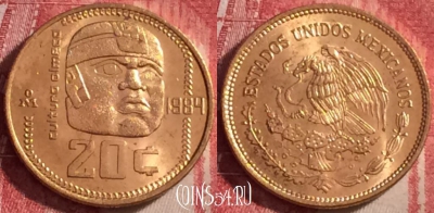Мексика 20 сентаво 1984 года, KM# 491, UNC, 112j-029