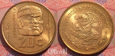 Мексика 20 сентаво 1984 года, KM# 491, UNC, 245-039