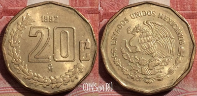 Мексика 20 сентаво 1992 года, KM# 548, 210-082