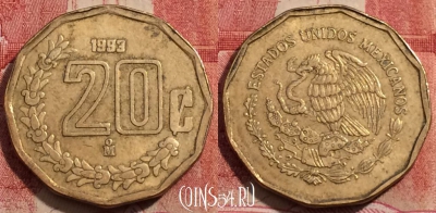 Мексика 20 сентаво 1993 года, KM# 548, 226-133