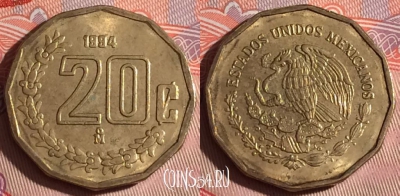 Мексика 20 сентаво 1994 года, KM# 548, 339-060