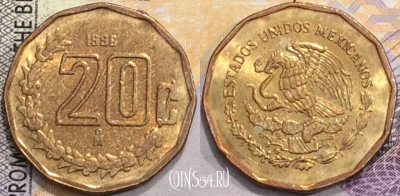 Мексика 20 сентаво 1998 года, KM# 548, a077-050