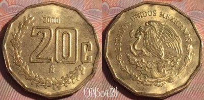 Мексика 20 сентаво 2000 года, KM# 548, 124b-124
