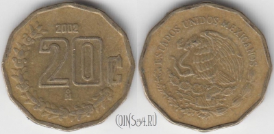 Мексика 20 сентаво 2002 года, KM 548, 126-004