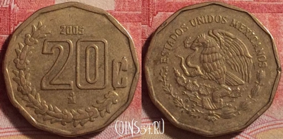 Мексика 20 сентаво 2005 года, KM# 548, 228j-025