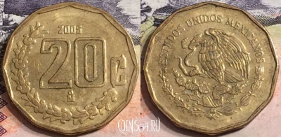 Мексика 20 сентаво 2005 года, KM# 548, a075-135