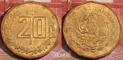 Мексика 20 сентаво 2007 года, KM# 548, 217-109