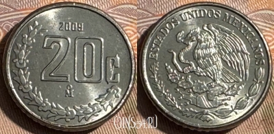 Мексика 20 сентаво 2009 года, KM# 935, 483s-119
