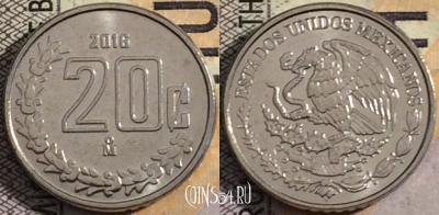 Мексика 20 сентаво 2016 года, KM# 935, UNC, 161-066