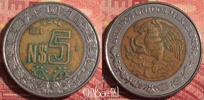 Мексика 5 новых песо 1994 года, KM# 552, 325i-092