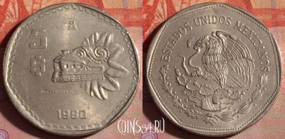 Мексика 5 песо 1980 года, KM# 485, 114f-132
