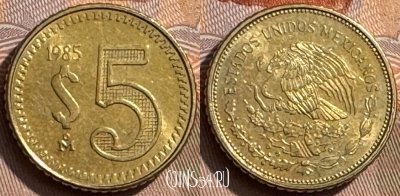 Мексика 5 песо 1985 года, KM# 502, 306s-086