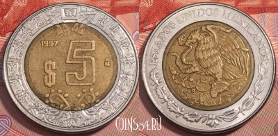 Мексика 5 песо 1997 года, KM# 605, 242-013