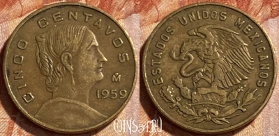 Мексика 5 сентаво 1959 года, KM# 426, 493р-014