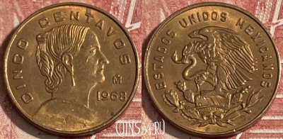 Мексика 5 сентаво 1968 года, KM# 426, 278r-011