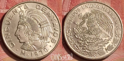 Мексика 50 сентаво 1970 года, KM# 452, 076l-068