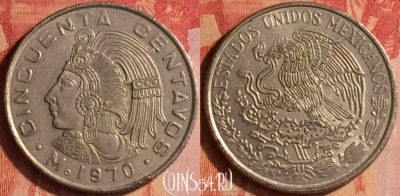 Мексика 50 сентаво 1970 года, KM# 452, 437-019