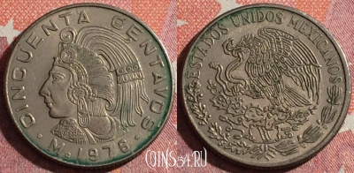 Мексика 50 сентаво 1976 года, KM# 452, 346-004