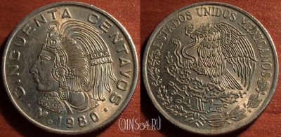Мексика 50 сентаво 1980 года, KM 452, 50-097