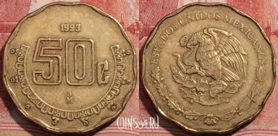 Мексика 50 сентаво 1993 года, KM# 549, 207-015