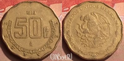 Мексика 50 сентаво 1993 года, KM# 549, 424-036