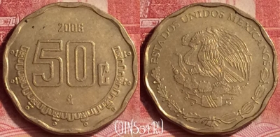 Мексика 50 сентаво 2006 года, KM# 549, 296l-055