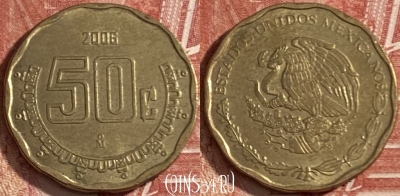 Мексика 50 сентаво 2006 года, KM# 549, 474r-127