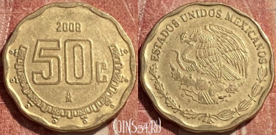 Мексика 50 сентаво 2008 года, KM# 549, 076r-123