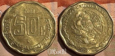 Мексика 50 сентаво 2008 года, KM# 549, 199s-094 ♛