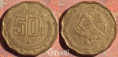 Мексика 50 сентаво 2008 года, KM# 549, 201i-075