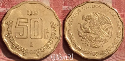 Мексика 50 сентаво 2008 года, KM# 549, 268l-068