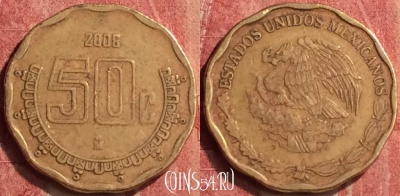 Мексика 50 сентаво 2008 года, KM# 549, 409-051
