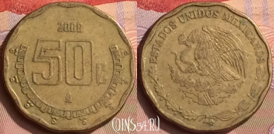 Мексика 50 сентаво 2008 года, KM# 549, 443-014