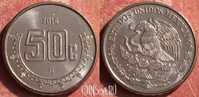 Мексика 50 сентаво 2014 года, KM# 936, 385n-078