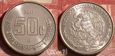 Мексика 50 сентаво 2017 года, KM# 936, 256l-130