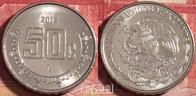 Мексика 50 сентаво 2017 года, KM# 936, UNC, 263-047
